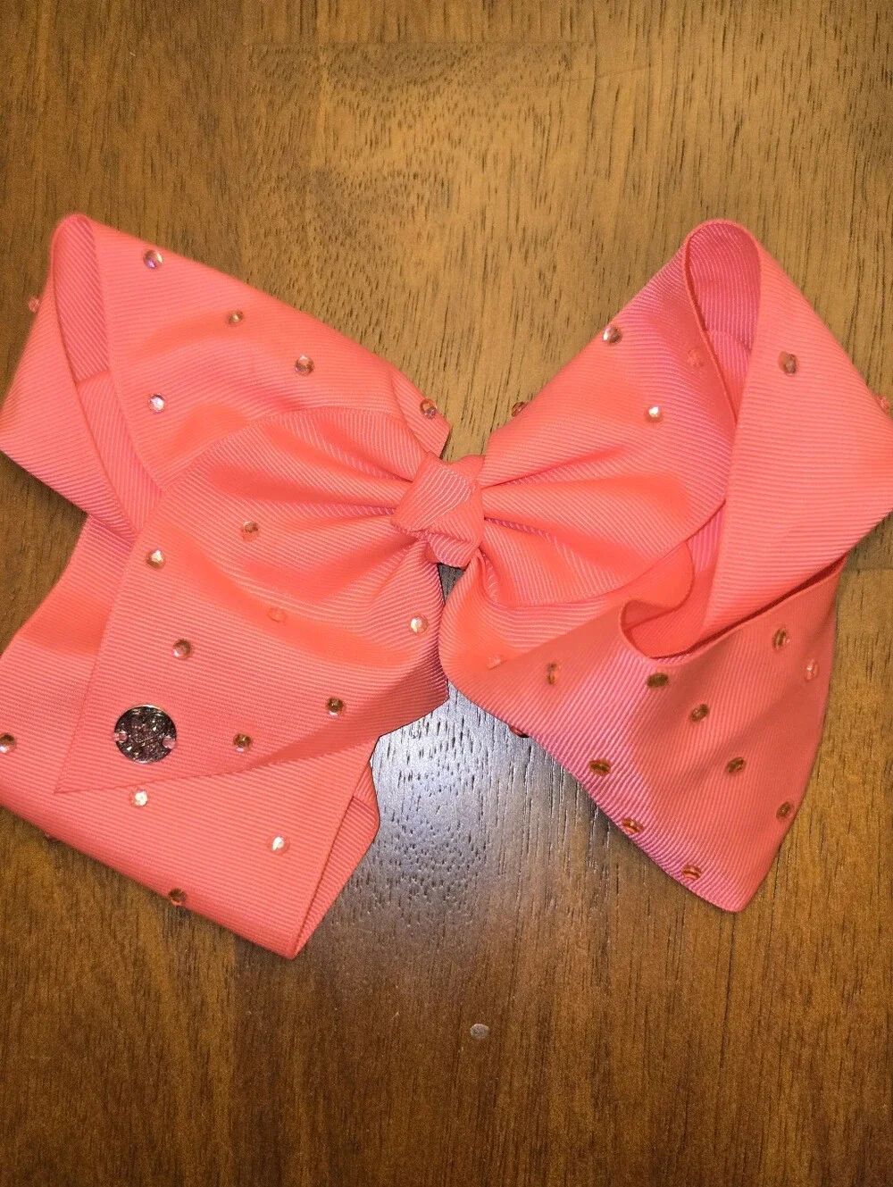 JoJo Siwa Large Coral Pink Rhinestone Bow Hair Clip
